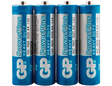 Батарейка AA(R6) GP Power Plus запайка 4шт./1,5В. солевые