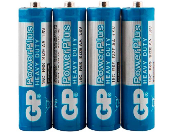 Батарейка AA(R6) GP Power Plus запайка 4шт./1,5В. солевые