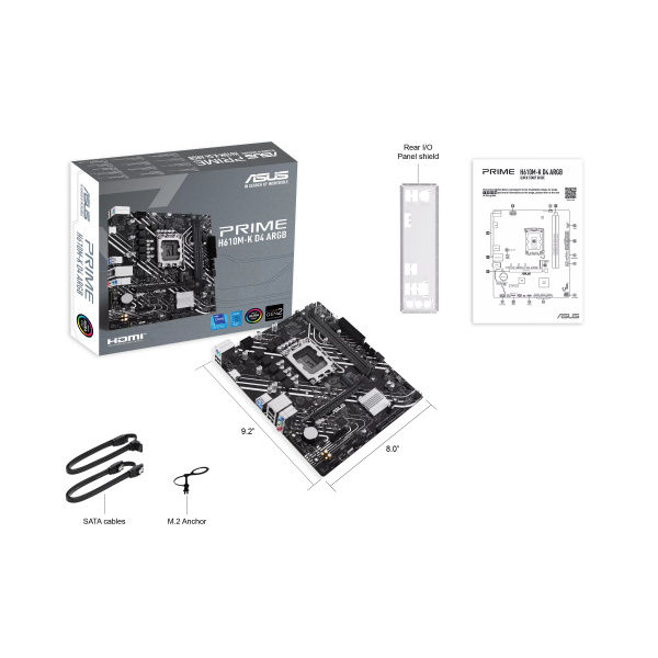 Мат.плата S1700 H610 Asus PRIME H610M-K D4 ARGB (mATX,2DDR4,M.2,4SATA3,HDMI,PC3200)