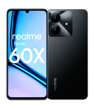 Смартфон Realme Note 60X 4Гб 128Гб Черный 6.74", IPS, 1600*720, 2*1.82+6*1.8ГГц, 8+0.08Мп, 5Мп, 4G, 5000мАч, And 14