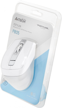 Мышь беспроводная A4Tech Fstyler FB35 оптическая 2000dpi, BT/Radio USB для ноутбука белый/серый