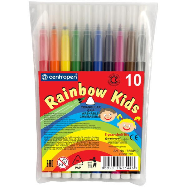Фломастеры 10цв. Centropen "Rainbow Kids" 7 7550 1002