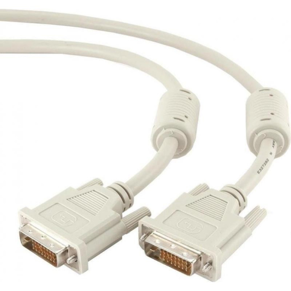 Кабель DVI-D(m) - DVI-D(m) 10м Cablexpert, 25M/25M, феррит. кольца, белый (CC-DVI2-10M)