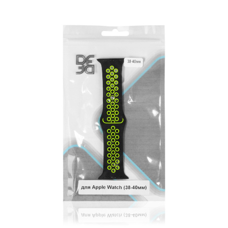 Ремешок спортивный силиконовый для Apple Watch (38-40мм) DF iSportband-01 (black/green)