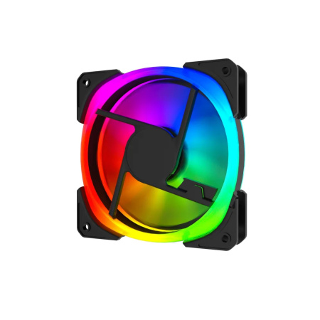 Кулер в корпус 140х140х25 Powercase (СM21-14 ARGB) Black (800-1500prm/4pin PWM+ARGB Sync/подшипник гидравлический/ARGB)