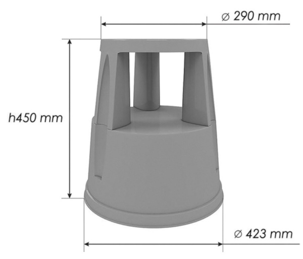 Лестница-тумба 43 см, 2 ступени, передвижная, пластиковая