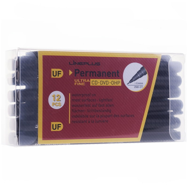 Маркер для CD/DVD Line Plus "2500UF" 0,4мм., черный (2500UF)
