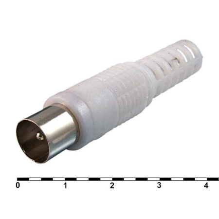 Разъем антенны TV, штекер, на кабель, винт, белый, FD-2427 (MP-500)