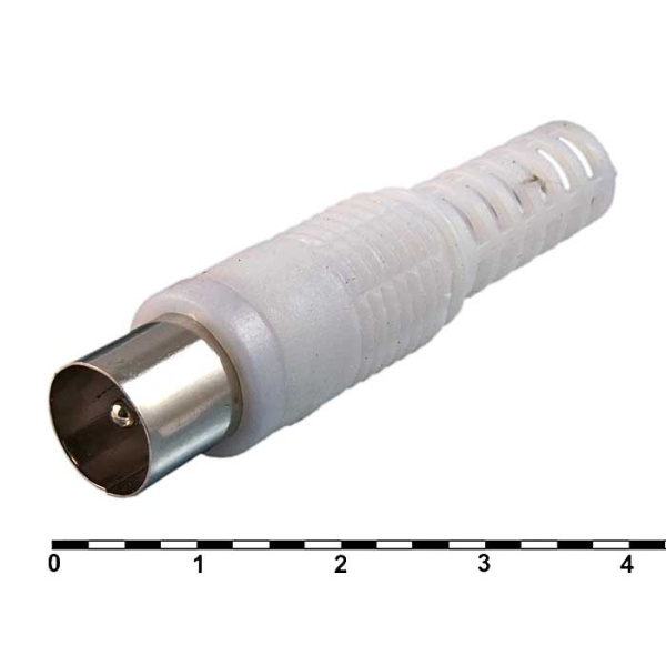 Разъем антенны TV, штекер, на кабель, винт, белый, FD-2427 (MP-500)