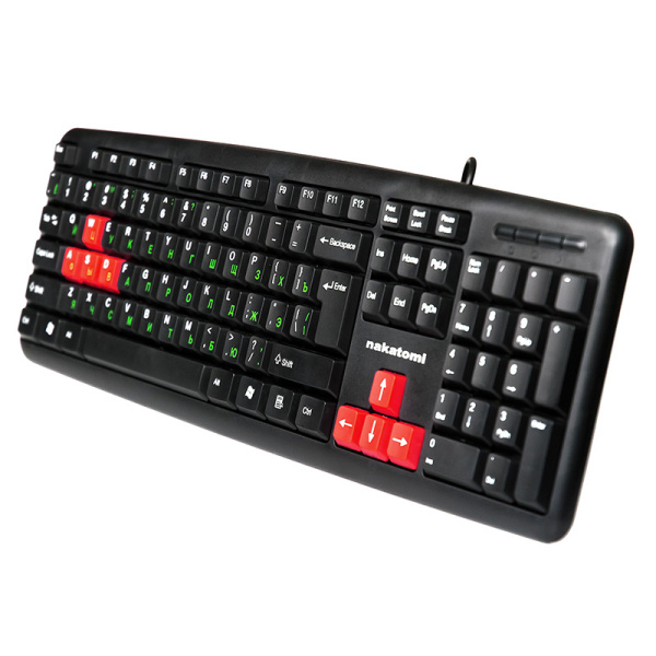 Клавиатура USB Nakatomi Navigator  KN-02U мембранная, 104 клавиш, Black-red