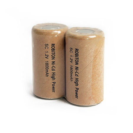Аккумулятор Ni-Cd SubC (SC), Robiton 1800NCSC 2 штуки, 1800мАч, 1.2в, разряд макс.10C, промышленный