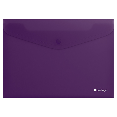 Папка-конверт на кнопке BERLINGO А4 "Soft Touch" 200мкм. фиолетовый (EFb_A4986)