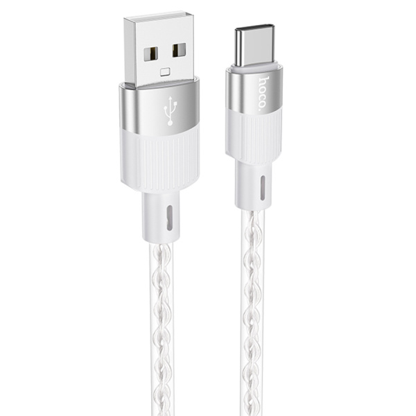Кабель USB Type-C (m) - USB(m) HOCO X99 1м 3A, прозрачный/серый