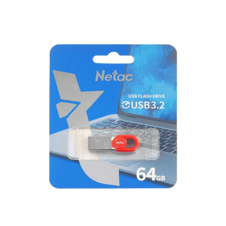 Флеш-накопитель USB3.0 64Gb Netac UM2 (NT03UM2N-064G-32RE) красно-серебристый