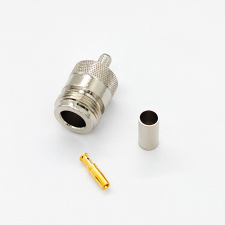 Разъем N type, гнездо, кабельный, обжим, RG-58, N-211F