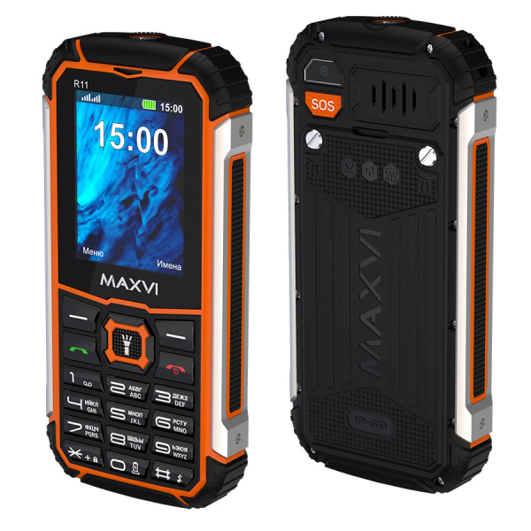 Сотовый Maxvi R11 Orange 2sim/2.4"/320*240/microSD/1.3МП/Bt/2500мАч/моноблок