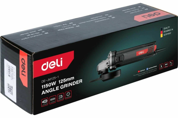 Угловая шлифмашина сетевая Deli DE-JM125-1E 1150Вт, 125мм, 12000об/мин