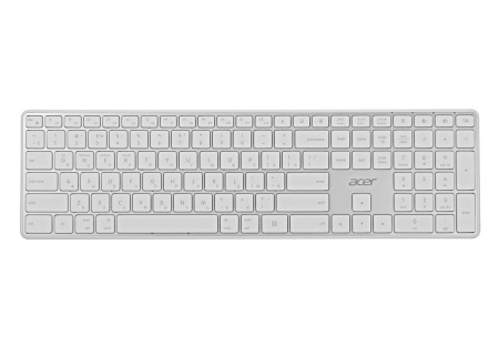Клавиатура Беспроводная Acer OKR301, USB Bluetooth/Радиоканал, белый/серебристый