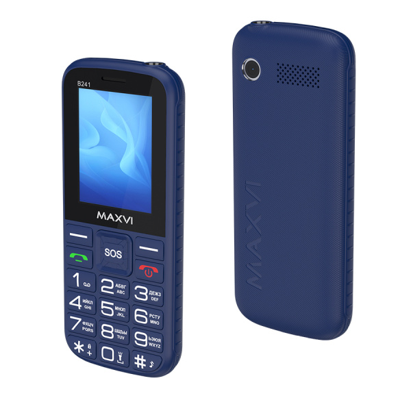 Сотовый Maxvi B241 Blue 2sim/2.4"/320*240/microSD/1.3МП/Bt/2300мАч/моноблок