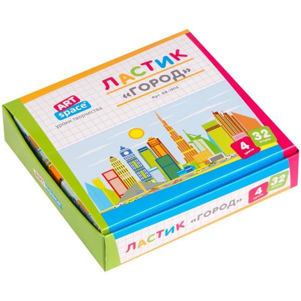 Ластик ArtSpace "Город", прямоугольный, ассорти (ER-19115)
