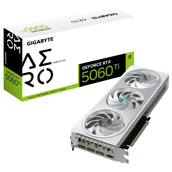 Видеокарта Gigabyte PCI-E 5.0 GV-N506TAERO OC-8GD 1.0 NVIDIA GeForce RTX 5060TI 8Gb 128bit GDDR7 2647/28000 Без Видеовыходов HDMIx1 DPx3 HDCP Ret