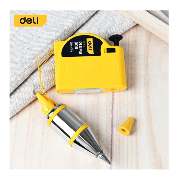 Отвес строительный Deli DL22, конус 400г, нить 6м, магнитный держатель, автоматическое втягивание