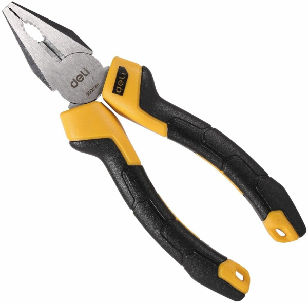 Пассатижи 160мм, Deli DL2006, 54..62HRC, двухкомпонентная рукоять