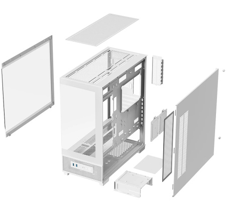 Корпус ATX Б_БП XASTRA Q500-0F White (USB3.0,Audio,белый,no fans,CPU Cooler до 160мм, VGA до 405мм,"аквариум")[Q500-0F-WH]
