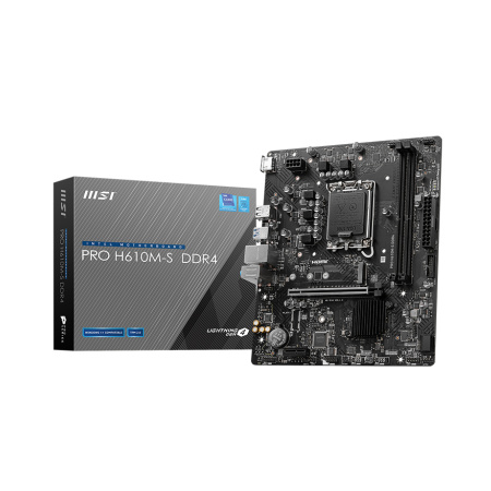 Мат.плата S1700 H610 MSI PRO H610M-S DDR4 (mATX,2DDR4,M.2,PCI-E16,PCI-E,2SATA3,HDMI,PC3200)