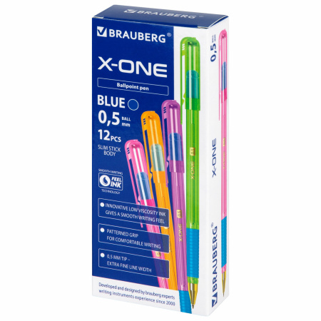 Ручка шариковая BRAUBERG "X-ONE NEON" 0,35мм., синяя (143987)