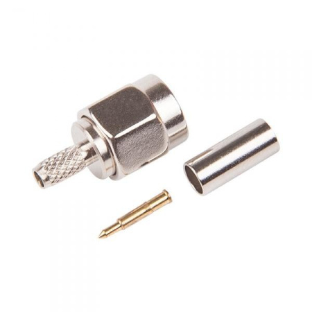 Разъем SMA-M, кабельный, обжим, RG-174, угловой, SMA-LC174P