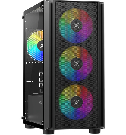 Корпус mATX Б_БП XASTRA A402M 4ARGB Black (USB3.0,Audio,TG,черный,Mesh,4х120мм FRGB,CPU Cooler до 159мм, VGA до 310мм)[A402M-4FC12A-BK]