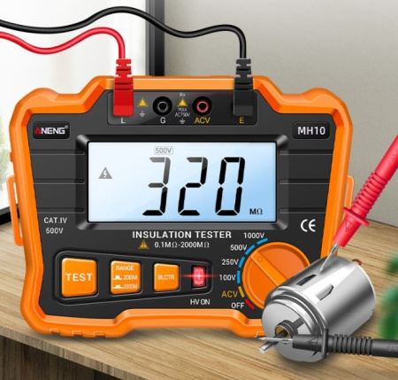 Измеритель сопротивления изоляции (мегаомметр) Aneng MH10, 0.1МОм..2ГОм, 250..1000в