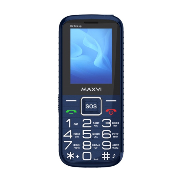 Сотовый Maxvi B21ds up Blue 2sim/2.4"/320*240/microSD/1.3МП/Bt/2300мАч/моноблок