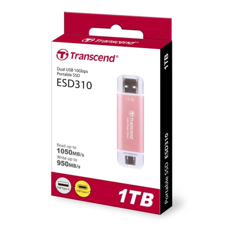 Внешний SSD диск USB3.2 Type-C/Type-A 512Gb Transcend ESD310 [TS512GESD310P](1050/950 Мб/с) розовый
