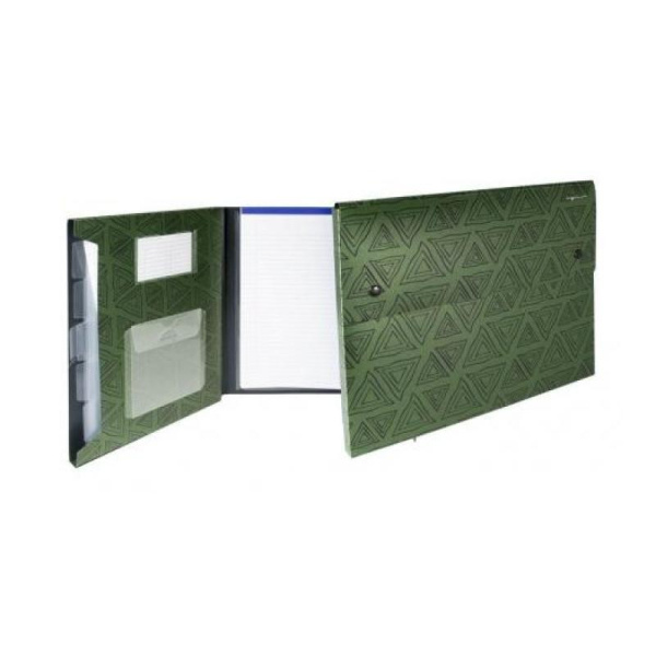 Папка-конверт Silwerhof "DELTA" на 2 кнопках, 4 отделения, оливковая (255032-22)