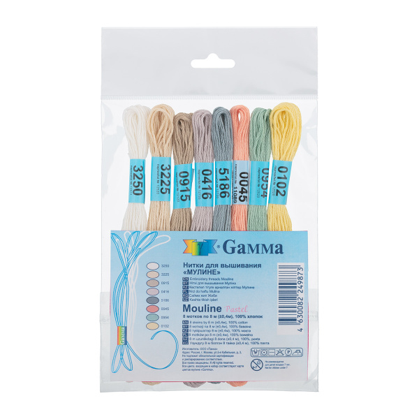 Набор мулине "Gamma" "MOULINE" 100% хлопок 8 x 8 м pastel