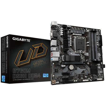 Мат.плата S1700 B760 Gigabyte B760M DS3H DDR4 (mATX,4xDDR4,2M.2,PCI-E16,2PCI-E, 2DP,HDMI,PC5333)