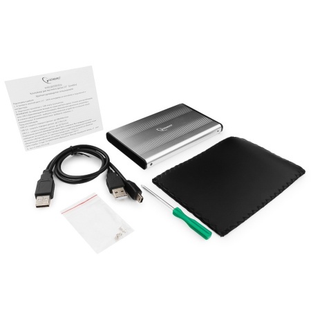 Внешний бокс для HDD 2.5" USB_2.0  Gembird EE2-U2S-5-S серебристый,металл