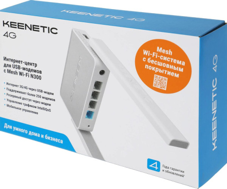 Маршрутизатор Keenetic_4G (KN-1213) 802.11n 300_Mbps 3xLAN 1xUSB 4G/3G