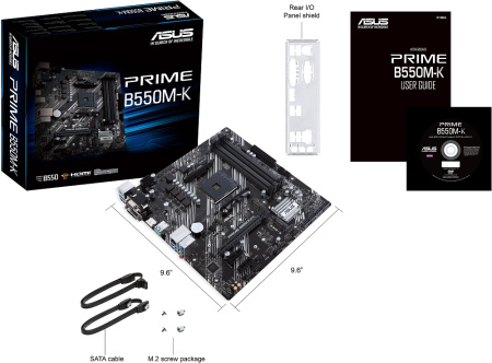 Мат.плата SocAM4 AMD B550 Asus PRIME B550M-K (mATX,4DDR4,ECC/non-ECC,2M.2,2PCI-E,VGA,DVI,HDMI,PC4400