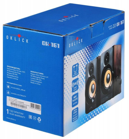 Актив.колонки 2.0 Оклик OK-161 6Вт, черный/темное дерево