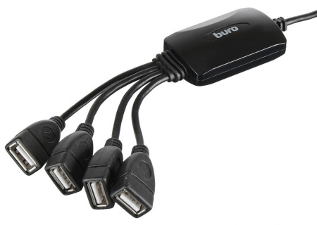 USB_Хаб 4xUSB_2.0 Buro BU-HUB4-0.3-U2.0-Splitter черный