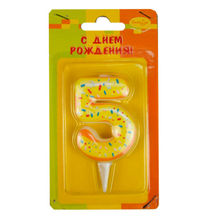 Свеча "Цифра 5. Пончик" 6 см (6058043)