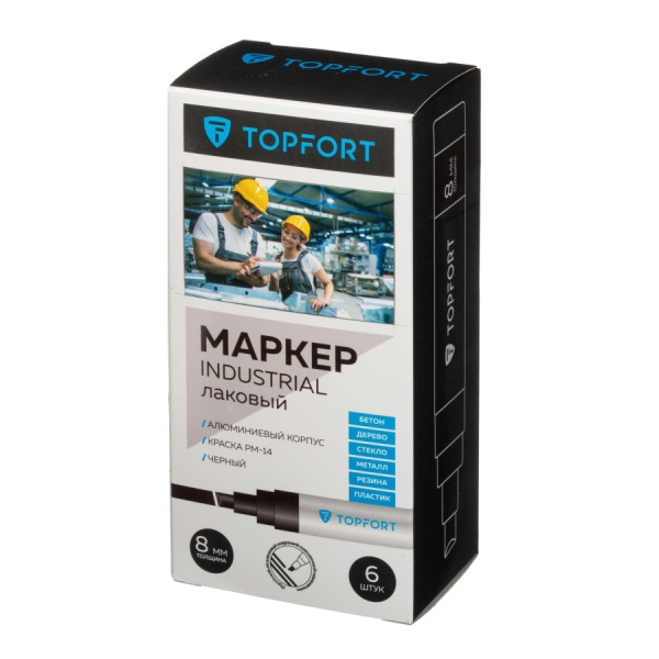 Маркер-краска TOPFORT "Industrial" лаковый, 8мм, черный (1827879)