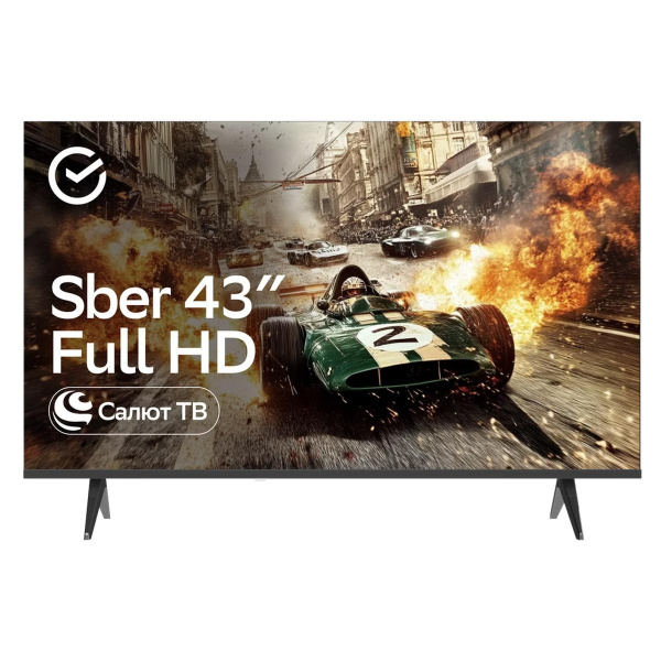 Телевизор LED Sber 43" SDX-43F2124 Салют ТВ Frameless черный FULL HD 60Hz DVB-T DVB-T2 DVB-C DVB-S DVB-S2 USB WiFi Smart TV