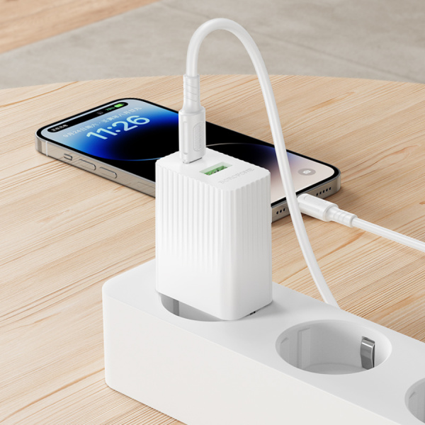 Зарядное_устройство - TypeC 30W BOROFONE BAS76A QC3.0/PD + кабель Lightning/Type-C белый