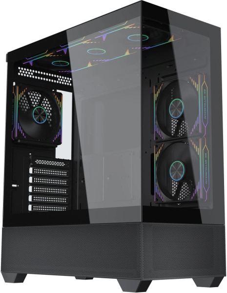 Корпус Accord ACC-EL1B TG черный без БП ATX 2xUSB2.0 1xUSB3.1 audio bott PSU