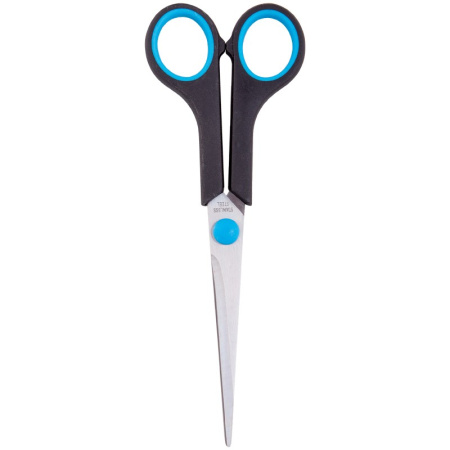 Ножницы 17см. OfficeSpace ручки черные с синими вставками (264902)