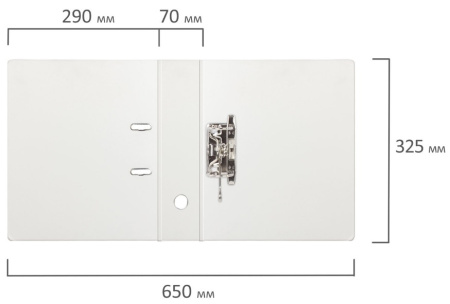 Папка-регистратор 70мм. BRAUBERG ПВХ, белая (222651)